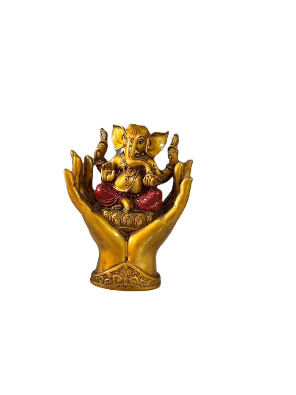 Divine Lord Ganesha Idol in Protective Hands – Symbol of Blessings & Prosperity